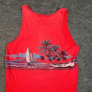 VTG 90s Wrap Around Tank Top Men Medium Red 1990 Daytona Beach Vintage Tropical